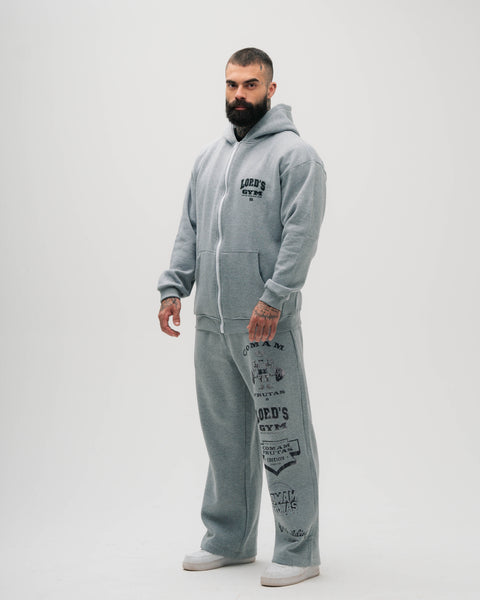 Jaqueta de Moletom Oversized Mescla Cinza Lord's Gym