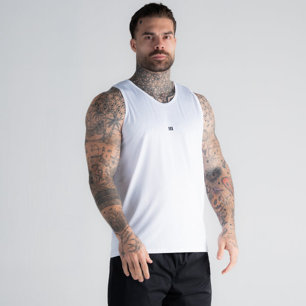 Regata Tank Top Dry Fit Logo Branco