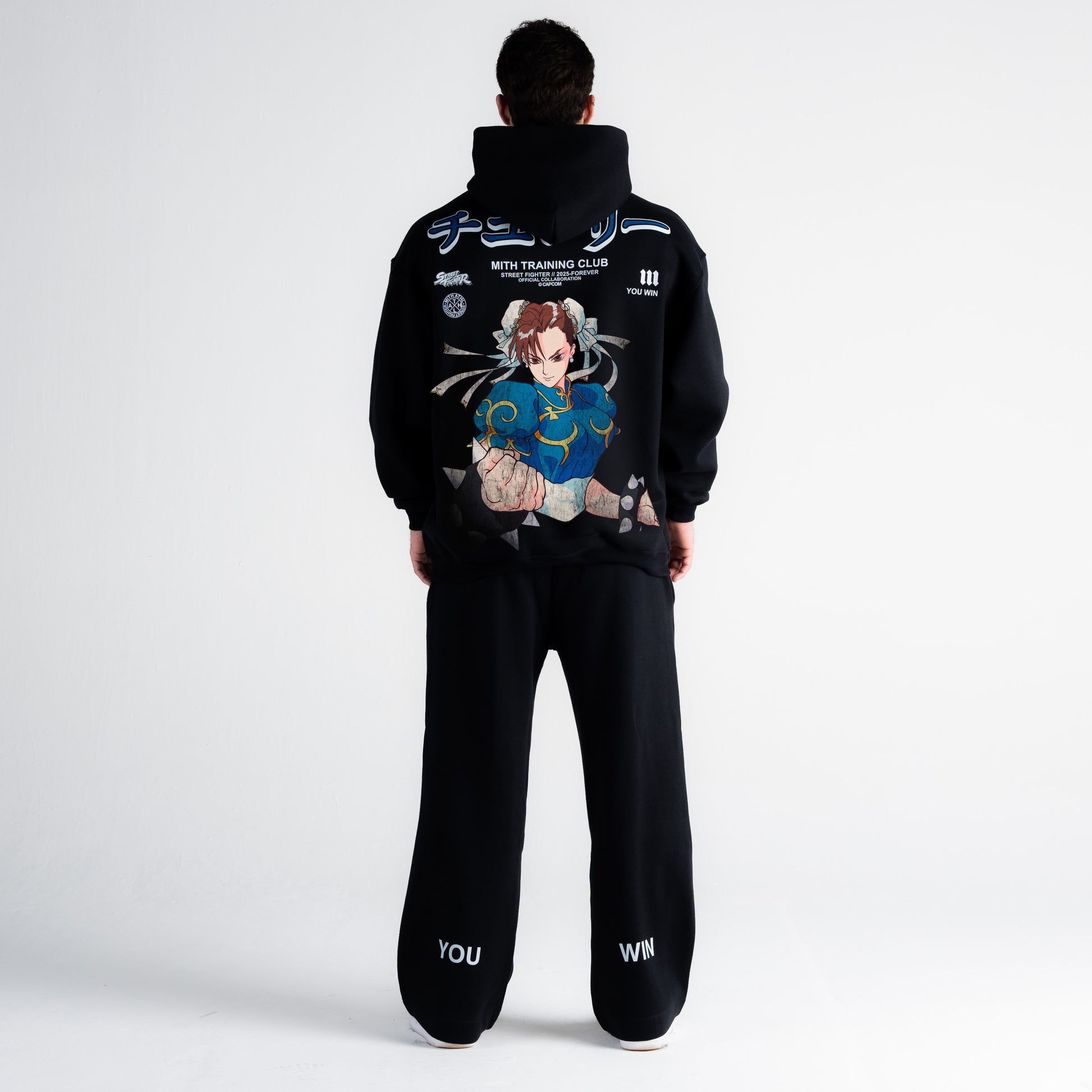 Blusa De Moletom Oversized Capuz Street Fighter Chun Li Preto