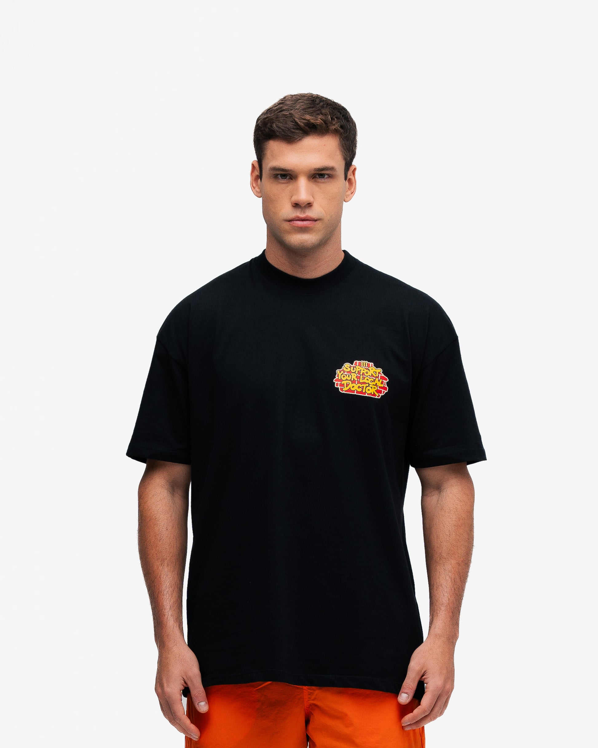 Camiseta Oversized Comam Frutas Support Your Local Preto
