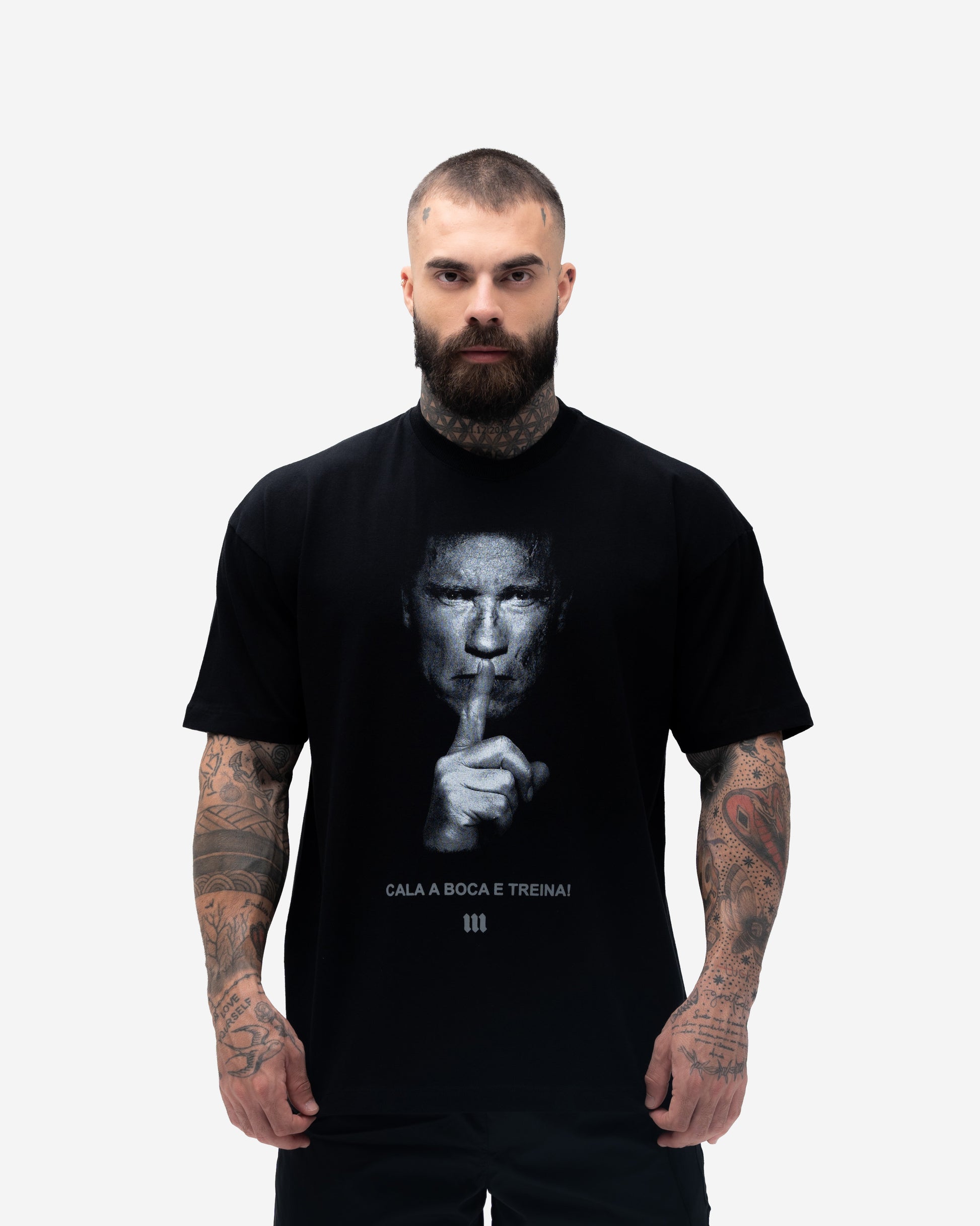 Camiseta <strong>Oversized Treino</strong> Mith Cala a Boca e Treina Preto