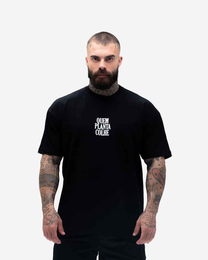 Camiseta <strong>Oversized Treino</strong> Mith Quem Planta Colhe Preto