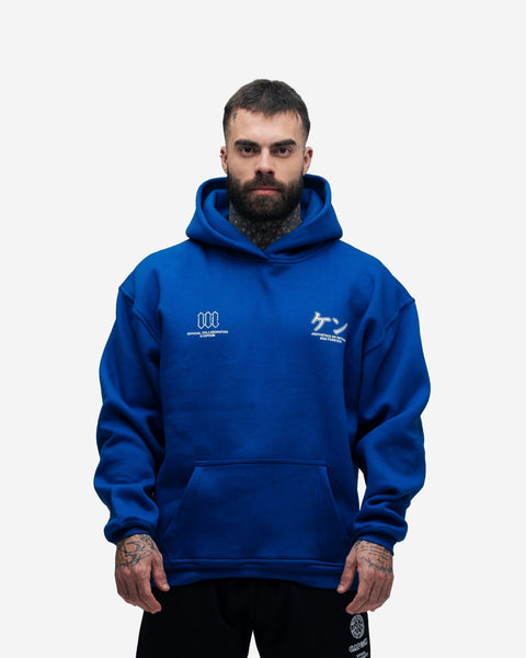 Blusa De Moletom Oversized Capuz Street Fighter Ken Azul