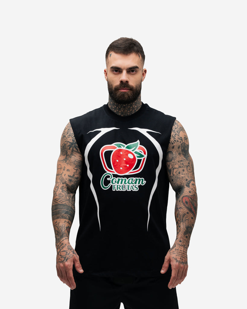 Regata Drop Shoulder Slevelles Mith Comam Frutas Guaraná Preto