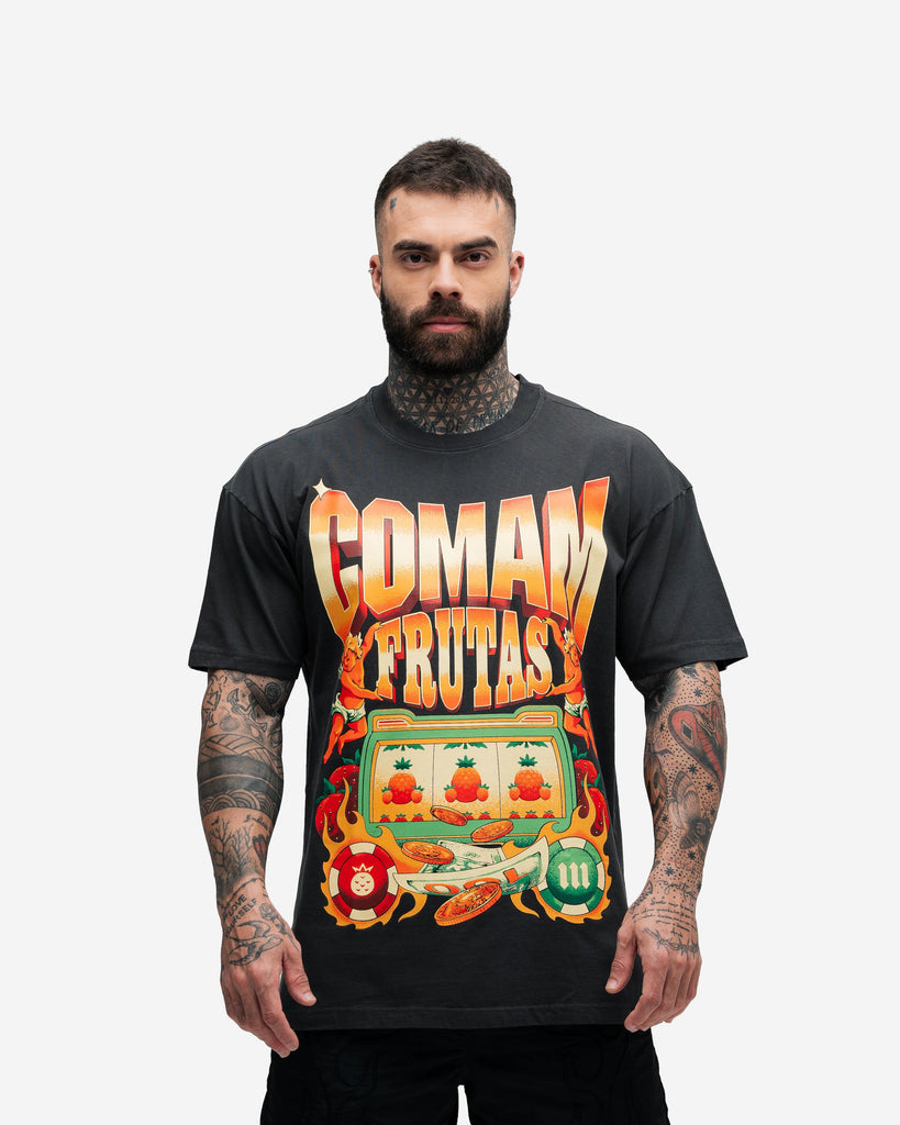 Camiseta Oversized Estonada Mith Comam Frutas Cassino Chumbo
