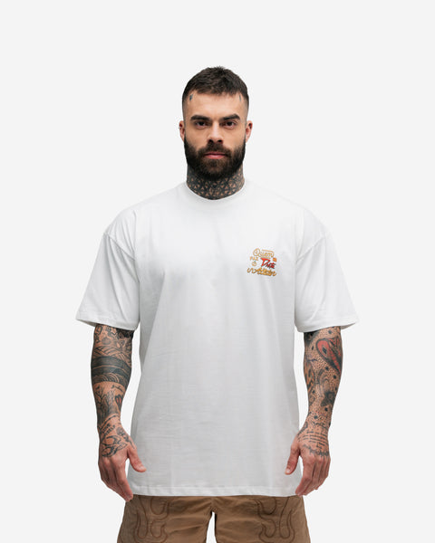 Camiseta Oversized Mith Comam Frutas Quem Faz Dieta É Atleta Off White