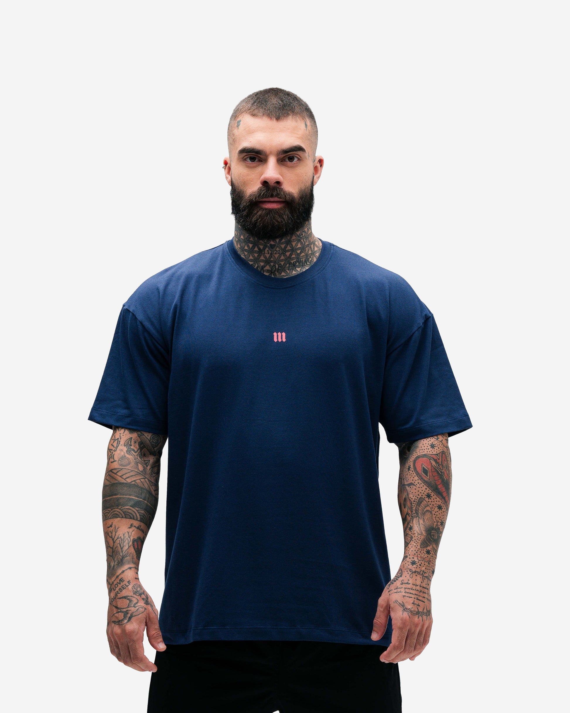 Camiseta Oversized Treino Marinho Mith Nation Doodle Grid