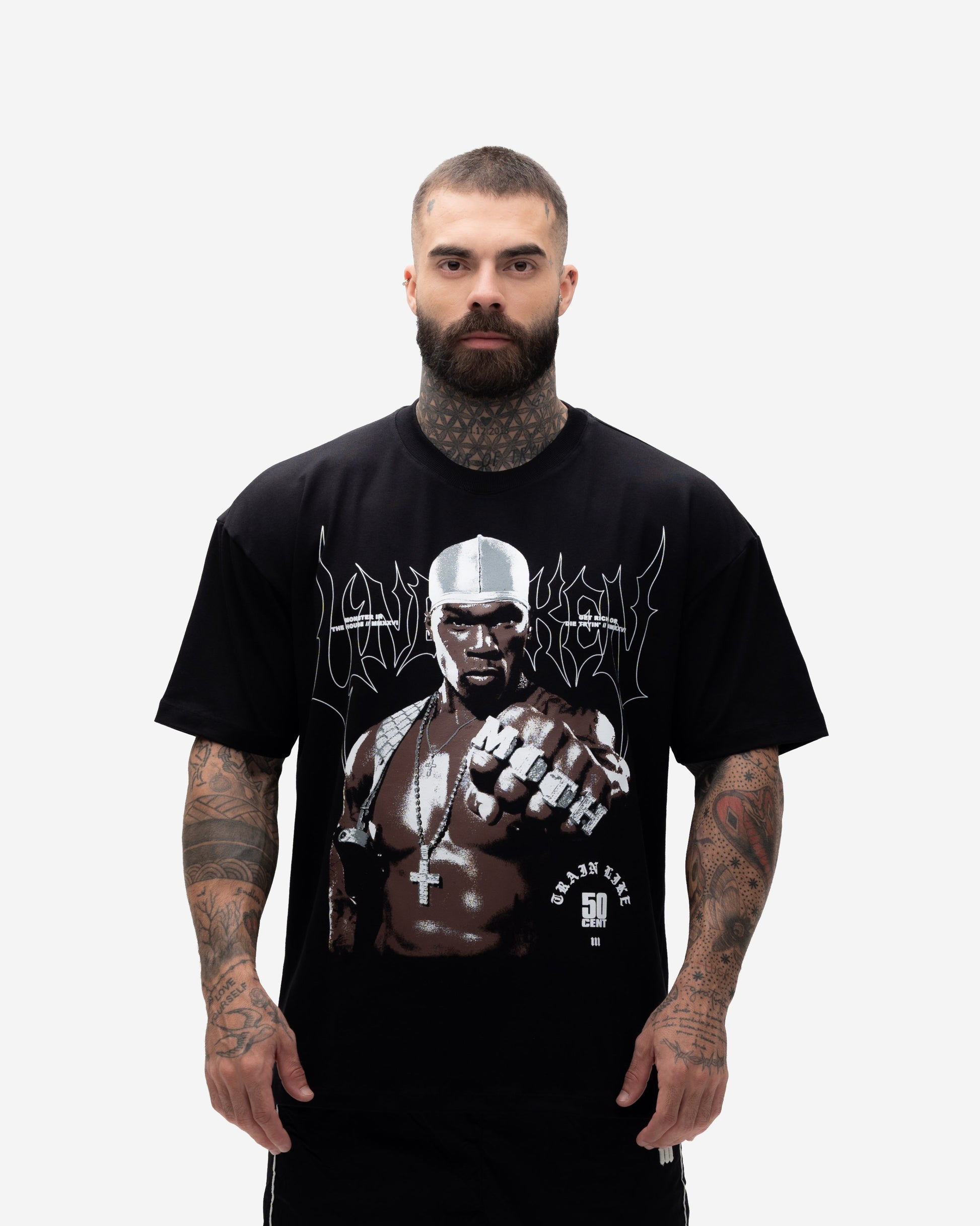 Camiseta Oversized Treino Preta Mith  50 Cent