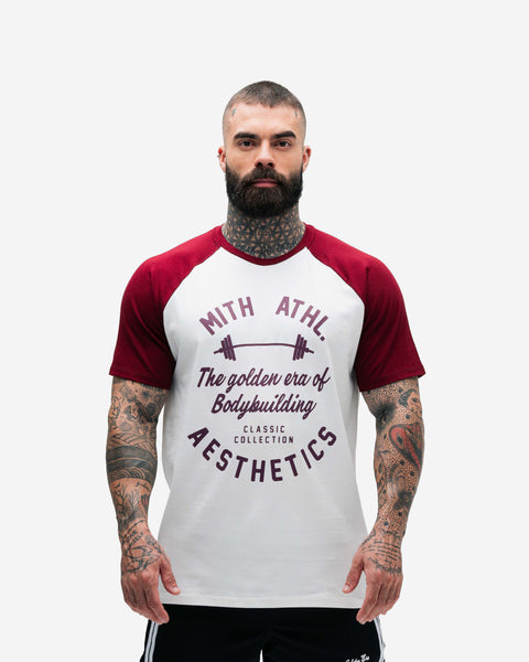 Camiseta Raglan Golden Era Off White e Bordo Athl Aesthetics