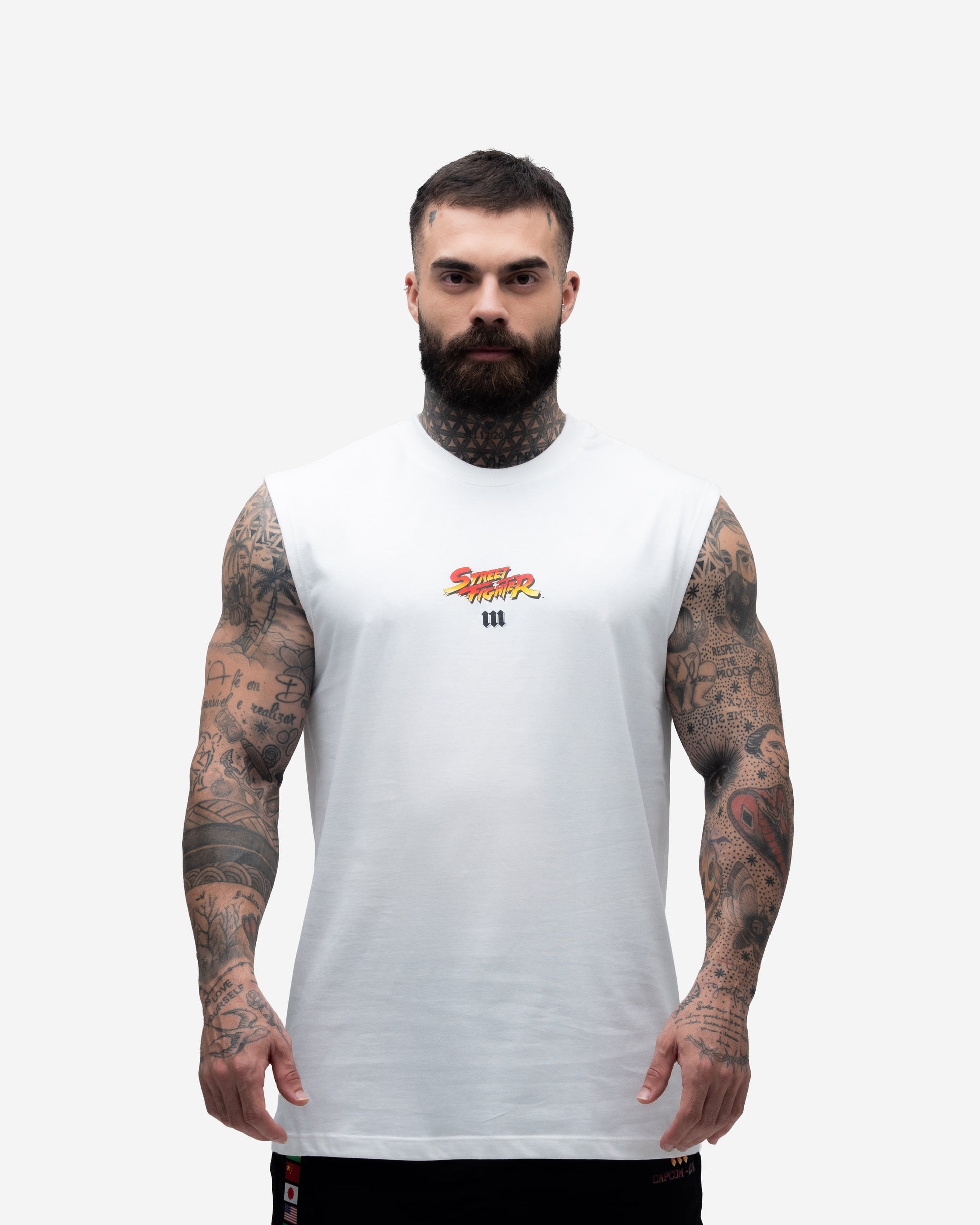 Regata Drop Shoulder Slevelles Mith Street Fighter Logo Line Off White