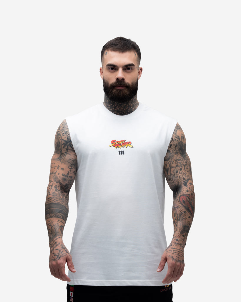 Regata Drop Shoulder Slevelles Mith Street Fighter Logo Line Off White