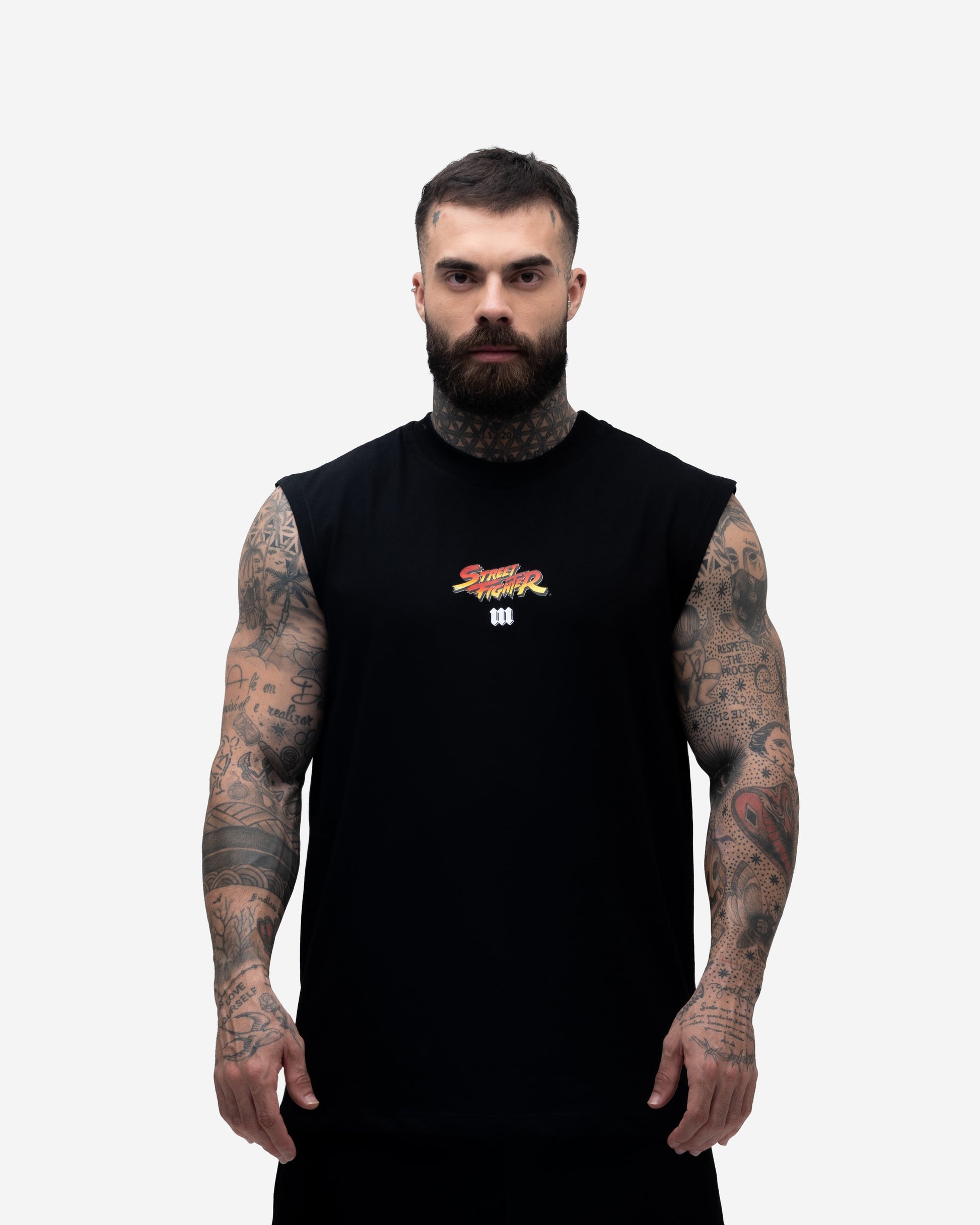 Regata Drop Shoulder Slevelles Mith Street Fighter Logo Line Preto