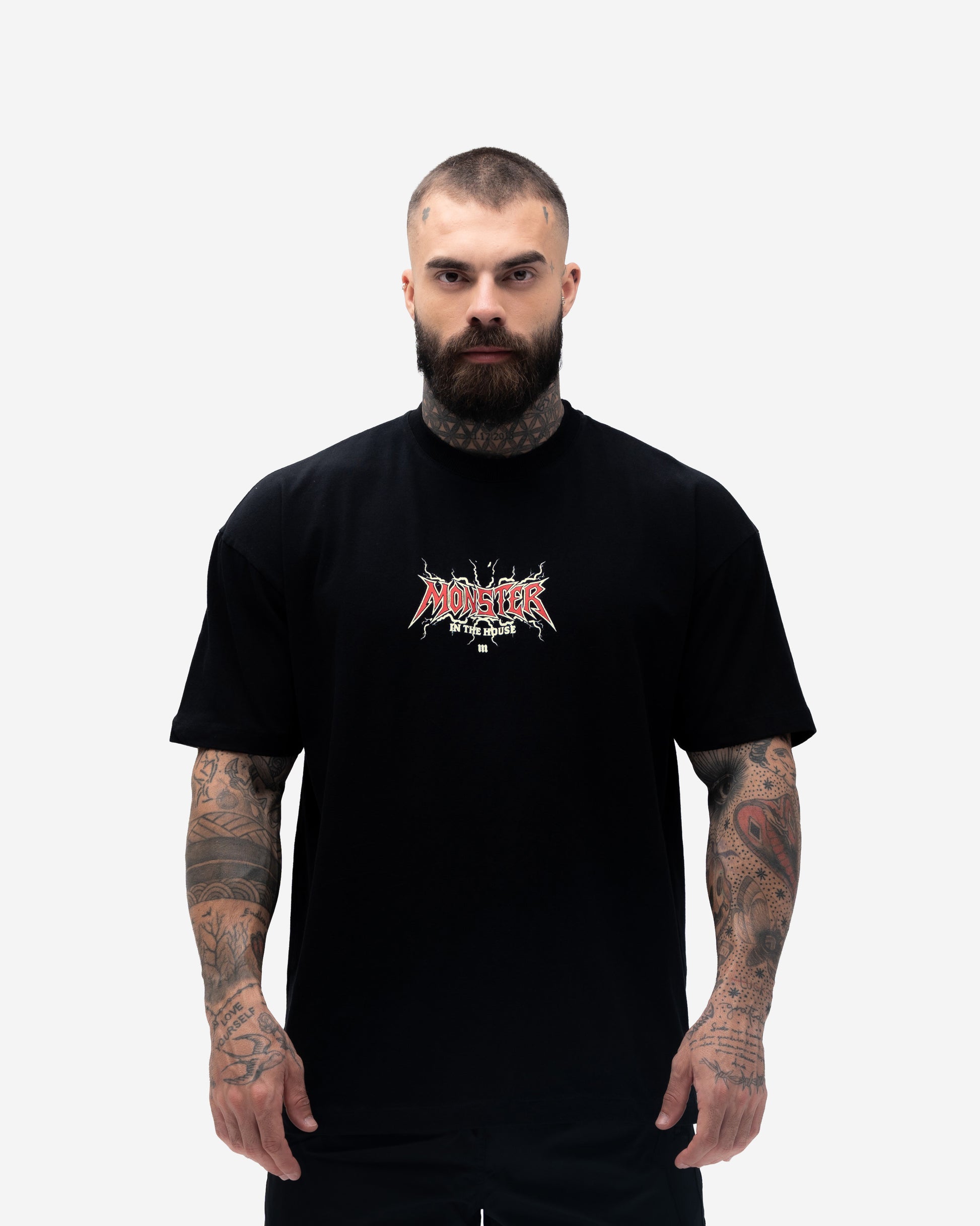 Camiseta <strong>Oversized Treino</strong> Mith Monster in The House Preto