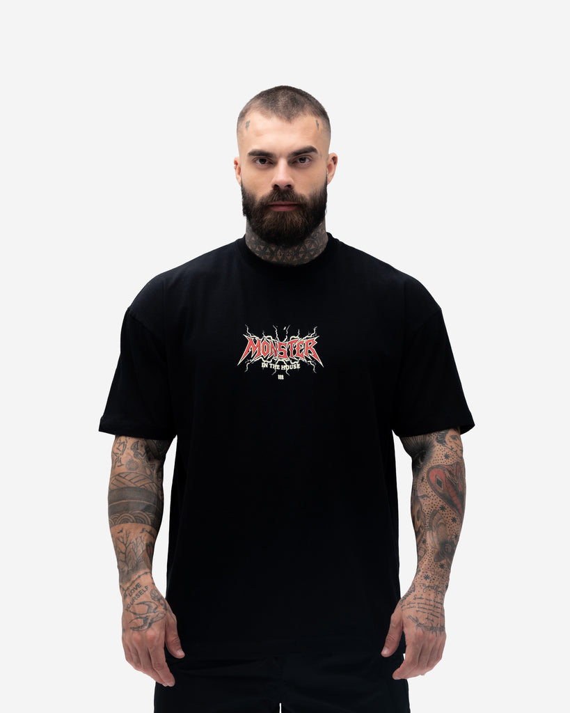 Camiseta <strong>Oversized Treino</strong> Mith Monster in The House Preto