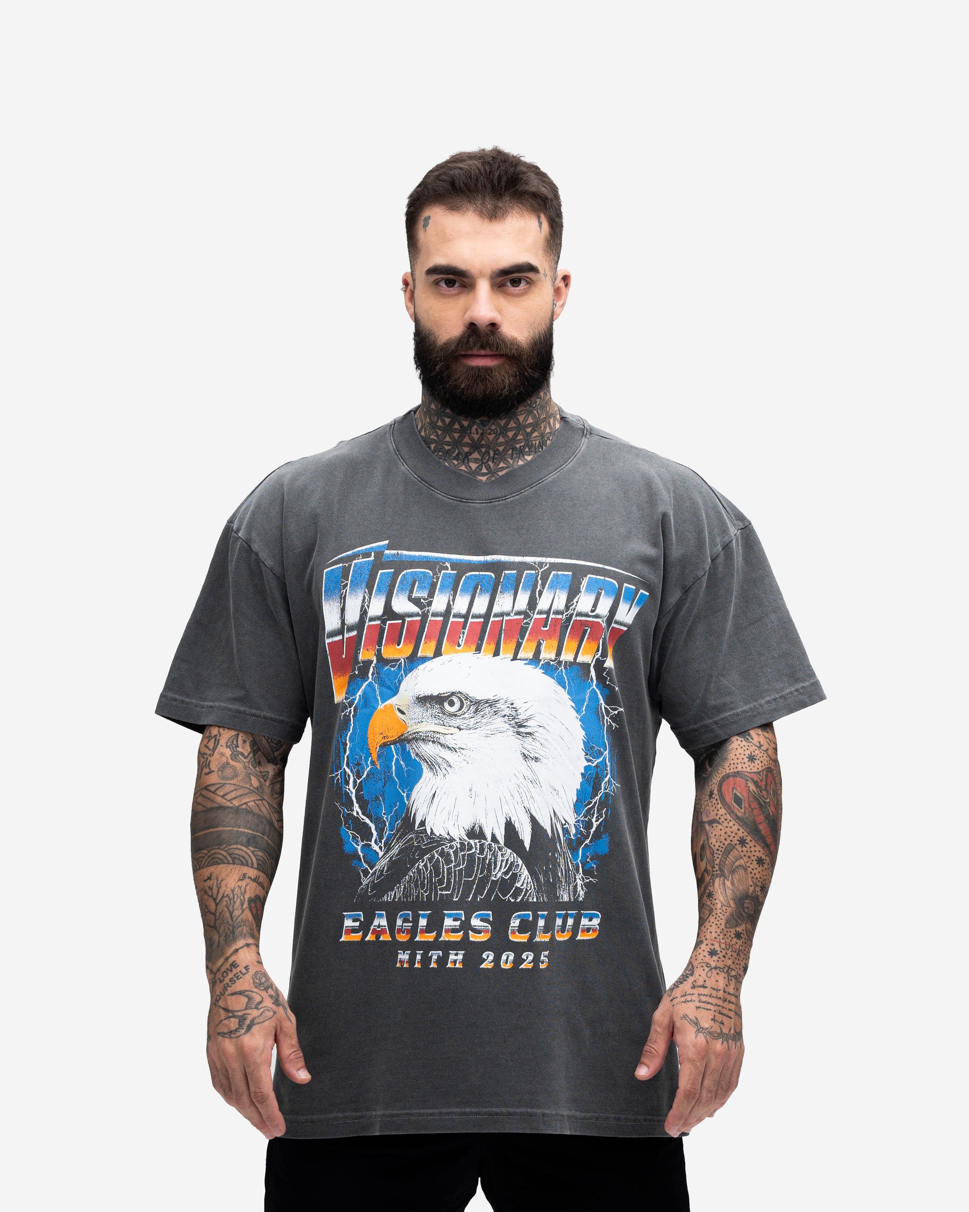 Camiseta Oversized Estonada Mith Visionary Eagle Preto