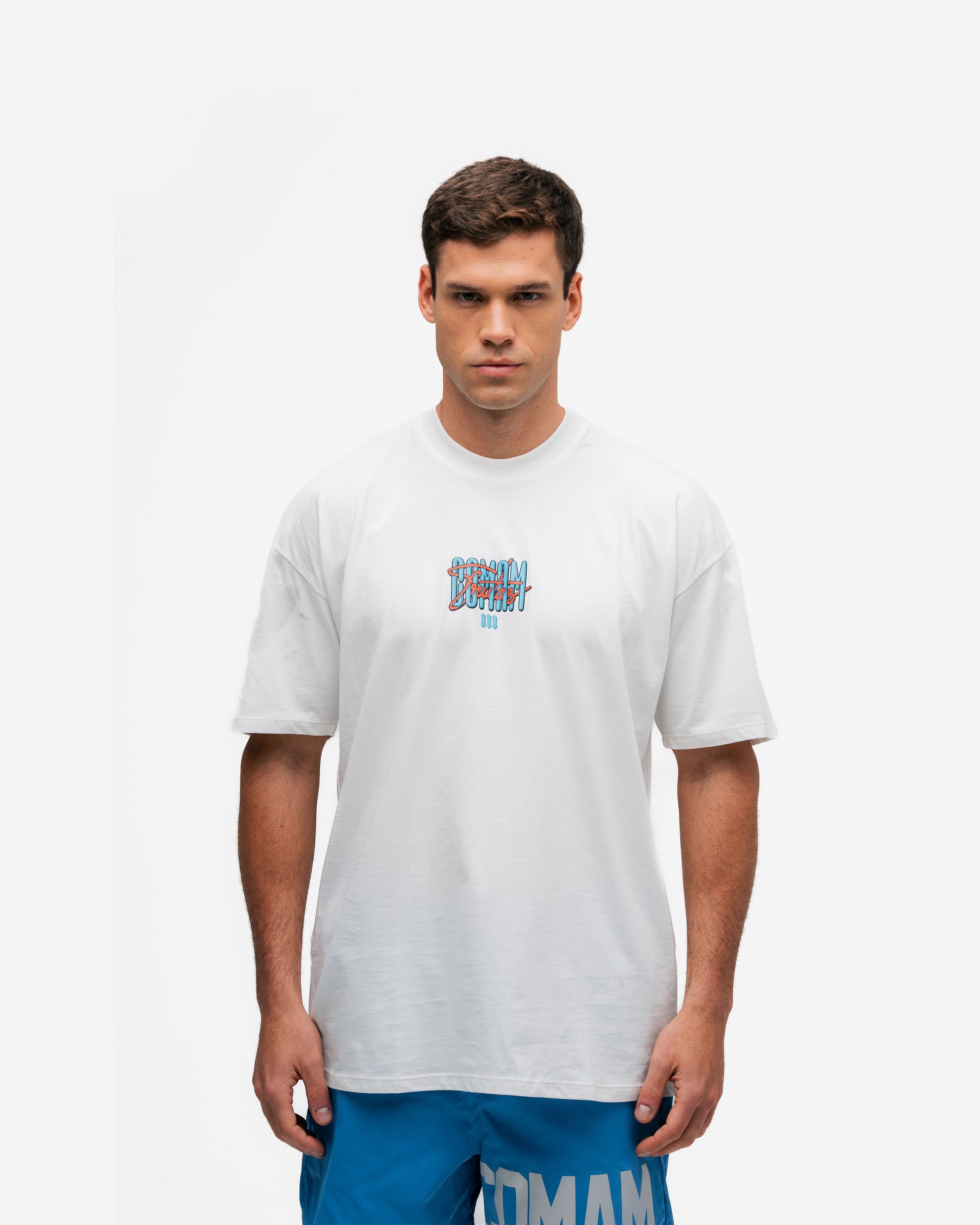 Camiseta Oversized Comam Frutas Lettering Off White