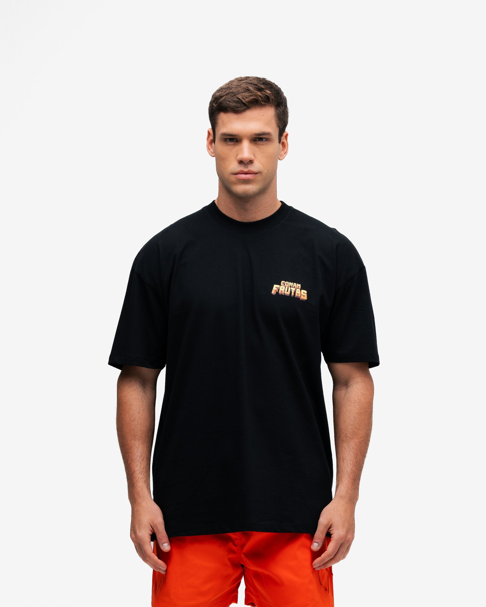 Camiseta Oversized Comam Frutas Quem faz Dieta é Atleta Preto