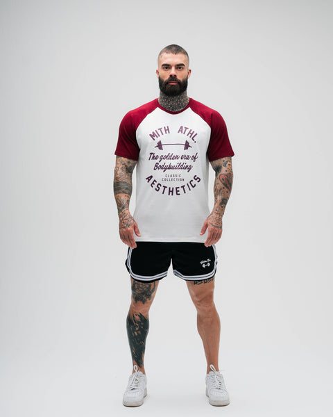 Camiseta Raglan Golden Era Off White e Bordo Athl Aesthetics