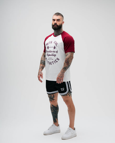 Camiseta Raglan Golden Era Off White e Bordo Athl Aesthetics