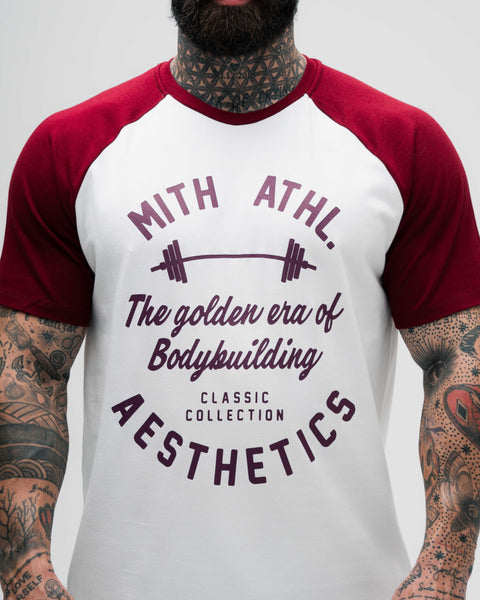 Camiseta Raglan Golden Era Off White e Bordo Athl Aesthetics