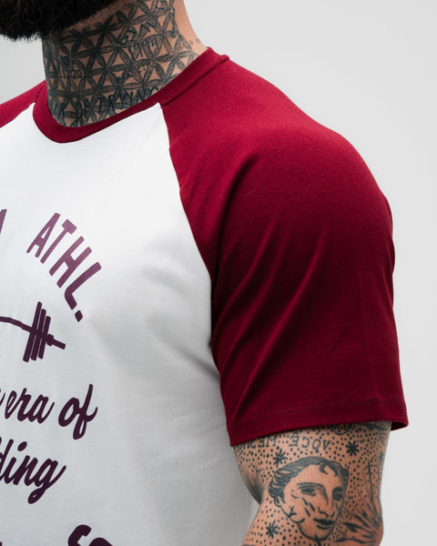 Camiseta Raglan Golden Era Off White e Bordo Athl Aesthetics