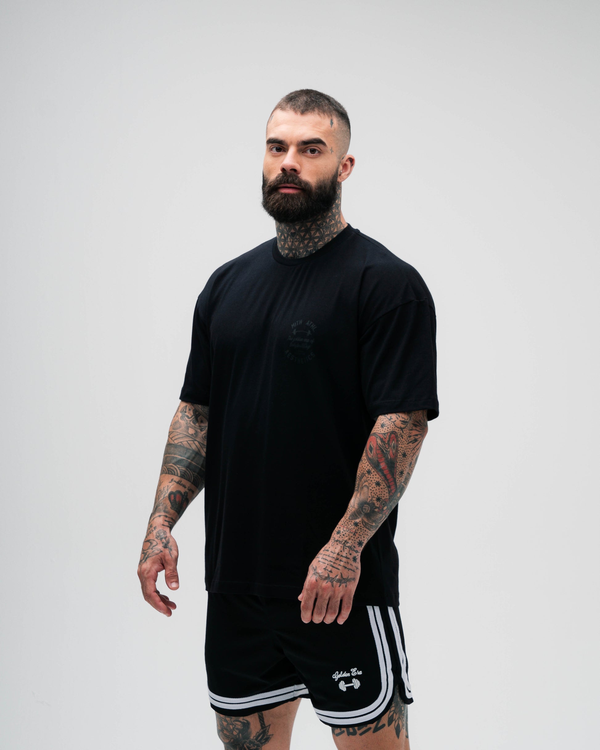 Camiseta Oversized de Treino Golden Era Preta Athl Aesthetics