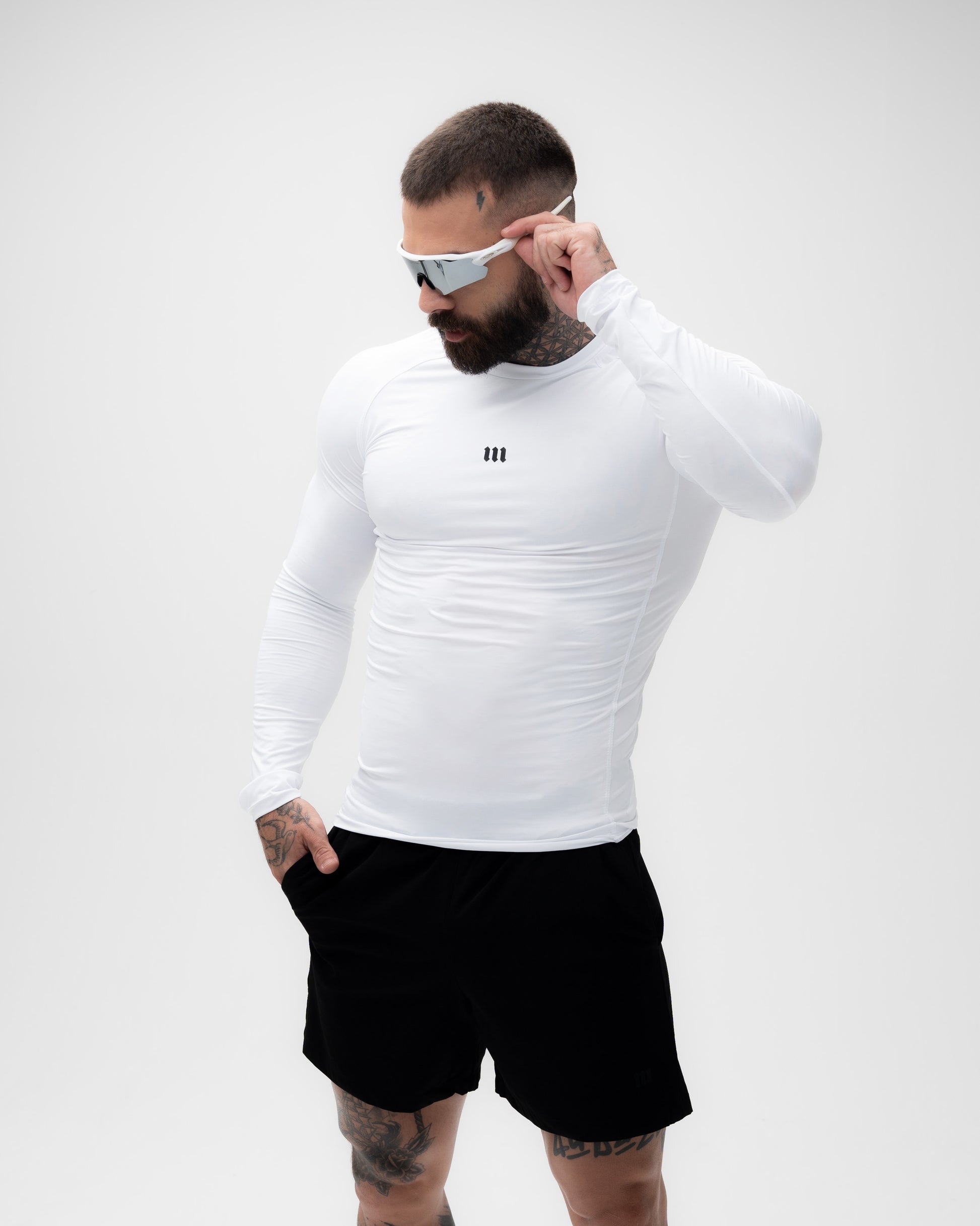 Camiseta Manga Longa Compressão Branca Mith Nation Icon