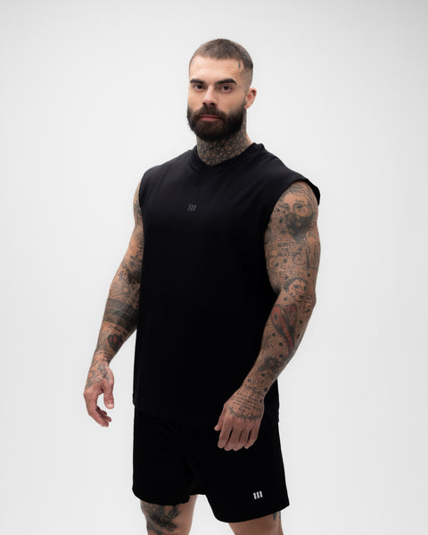 Regata <strong>Drop Shoulder Treino</strong> Preto Mith Nation  Doodle Grid