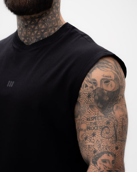 Regata Drop Shoulder Treino Preto Mith Nation  Doodle Grid