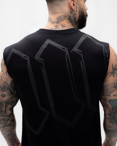 Regata Drop Shoulder Treino Preto Mith Nation  Doodle Grid