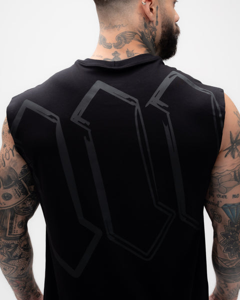 Regata <strong>Drop Shoulder Treino</strong> Preto Mith Nation  Doodle Grid