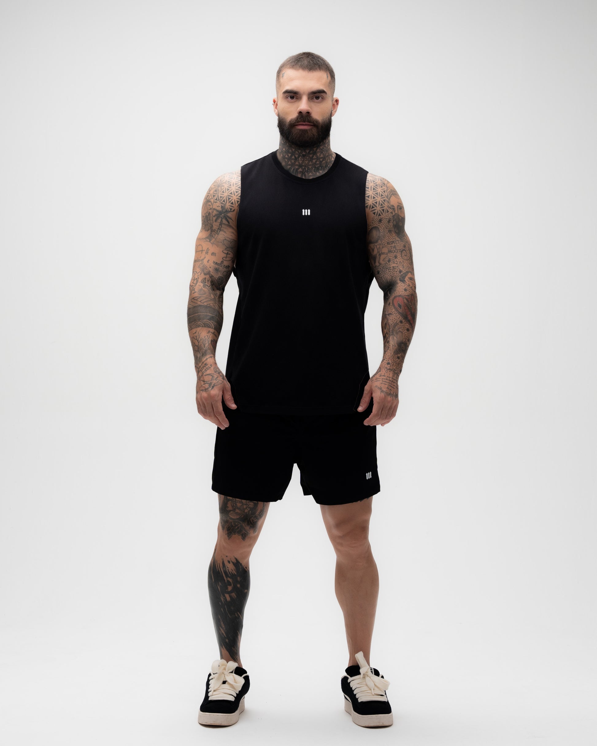 Regata Cut Off Treino Preto Mith Nation Doodle Grid