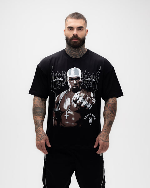Camiseta Oversized Treino Preta Mith  50 Cent