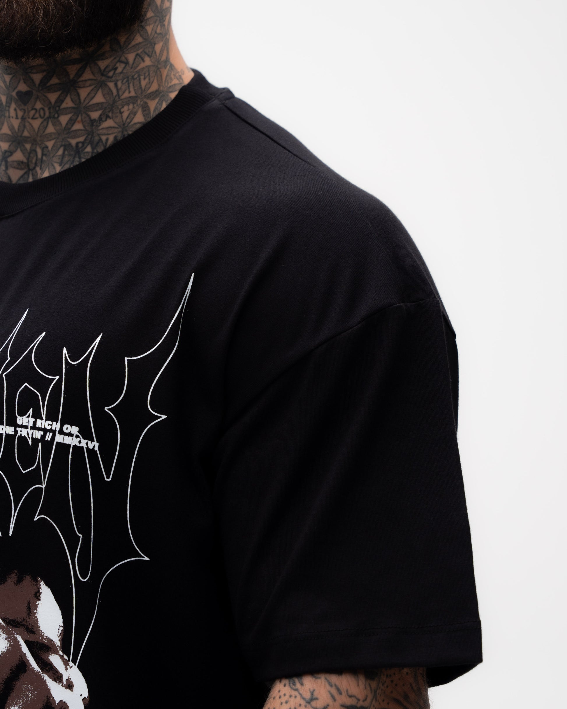 Camiseta Oversized Treino Preta Mith  50 Cent