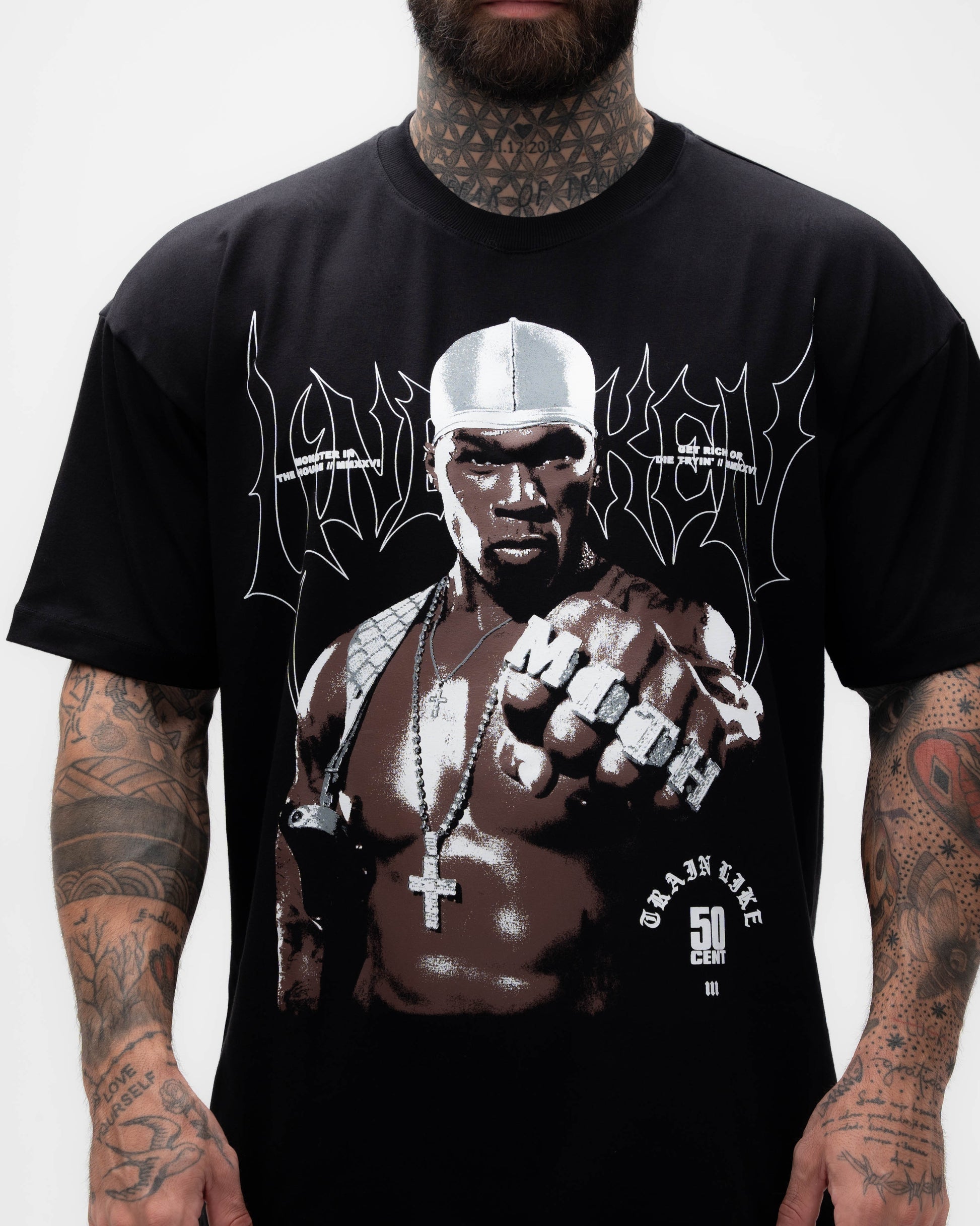 Camiseta Oversized Treino Preta Mith  50 Cent
