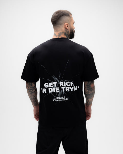 Camiseta Oversized Treino Preta Mith  50 Cent