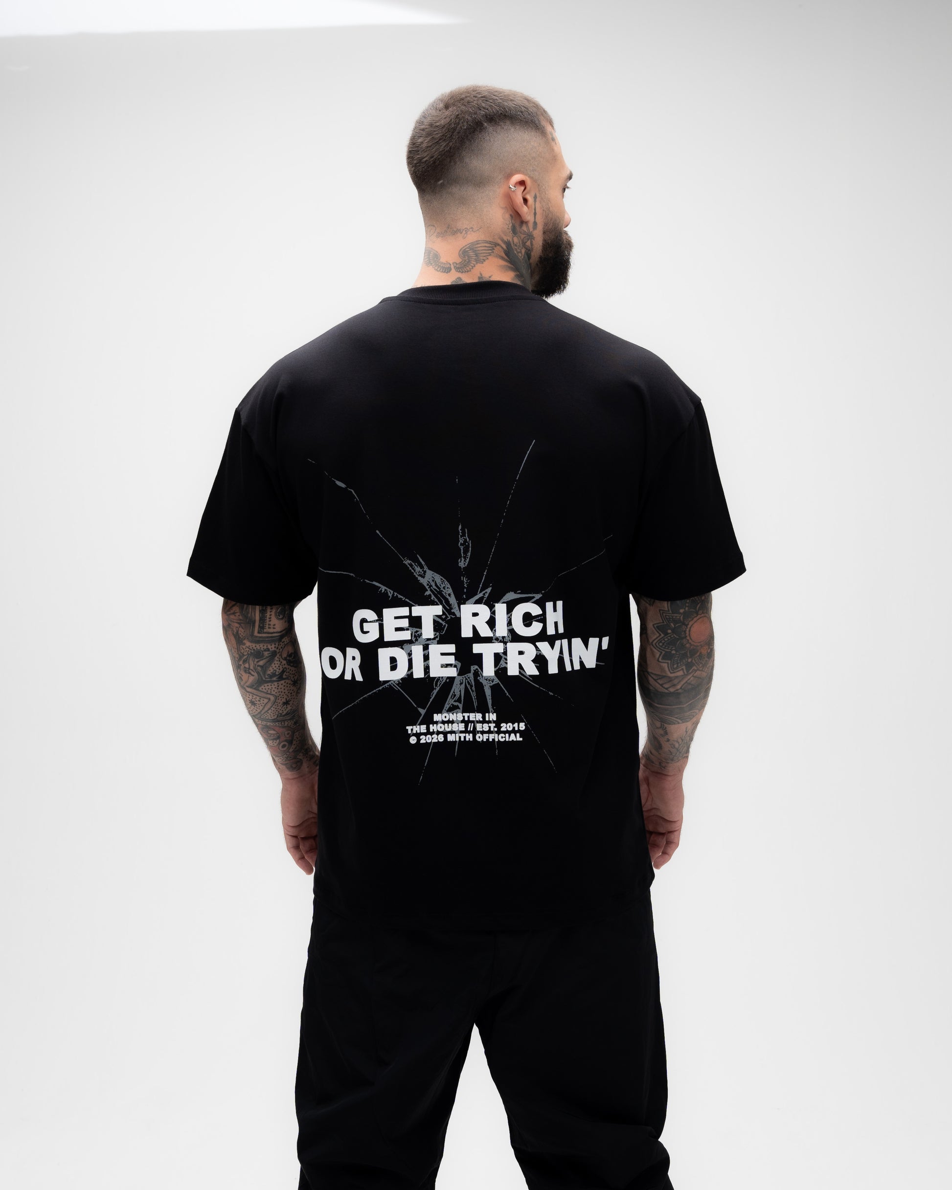 Camiseta Oversized Treino Preta Mith  50 Cent
