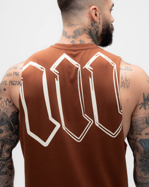 Regata Cut Off Treino Marrom Mith Nation Doodle Grid