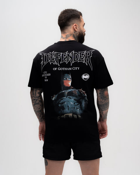 Camiseta <strong>Oversized Heavy </strong>Mith X Batman Defender Preto