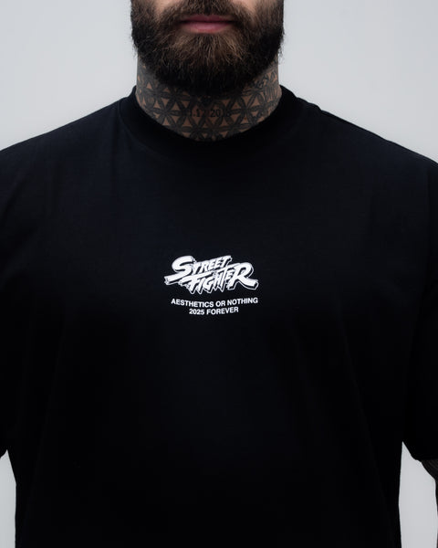 Camiseta Oversized Mith Street Fighter Ryu Blue Preto