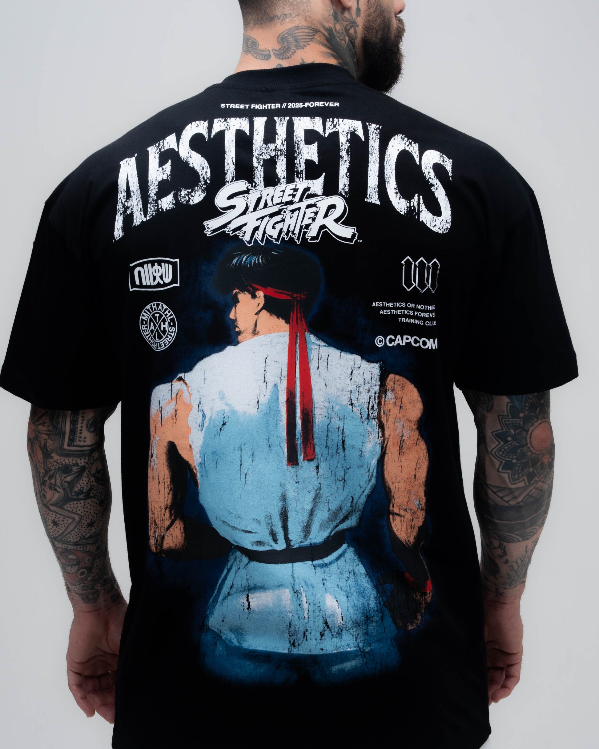 Camiseta Oversized Mith Street Fighter Ryu Blue Preto