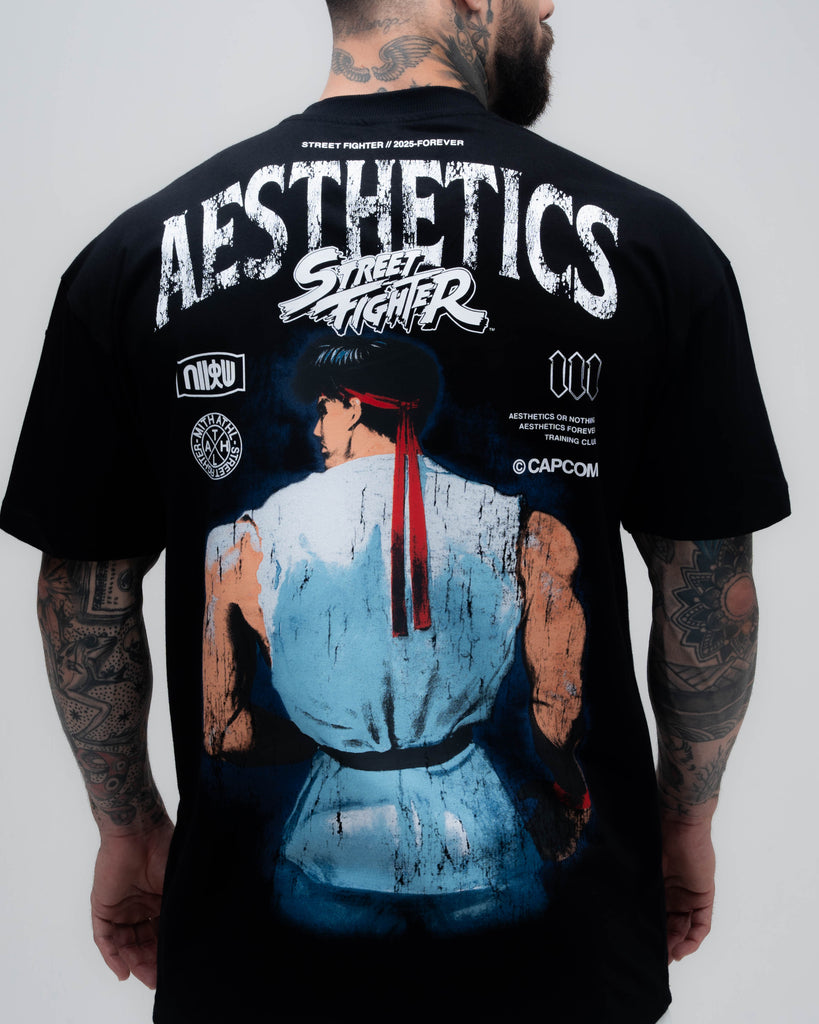 Camiseta Oversized Mith Street Fighter Ryu Blue Preto