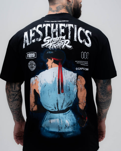 Camiseta Oversized Mith Street Fighter Ryu Blue Preto