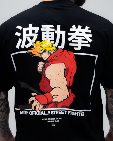 Camiseta Oversized Street Fighter Ken Fight Preto
