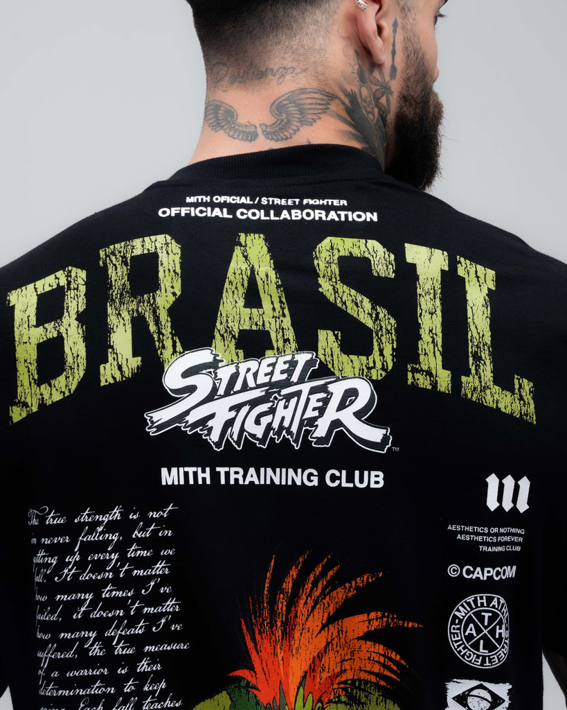 Camiseta Oversized Mith Street Fighter Blanka Brasil Preto