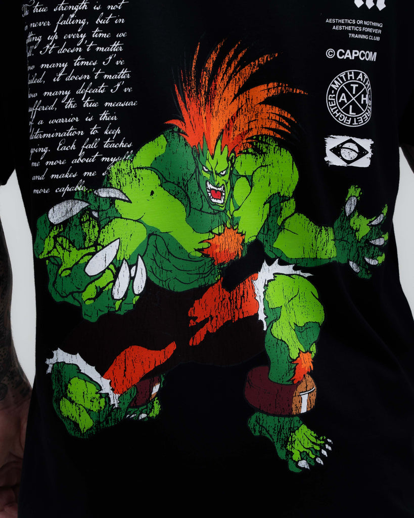 Camiseta Oversized Mith Street Fighter Blanka Brasil Preto