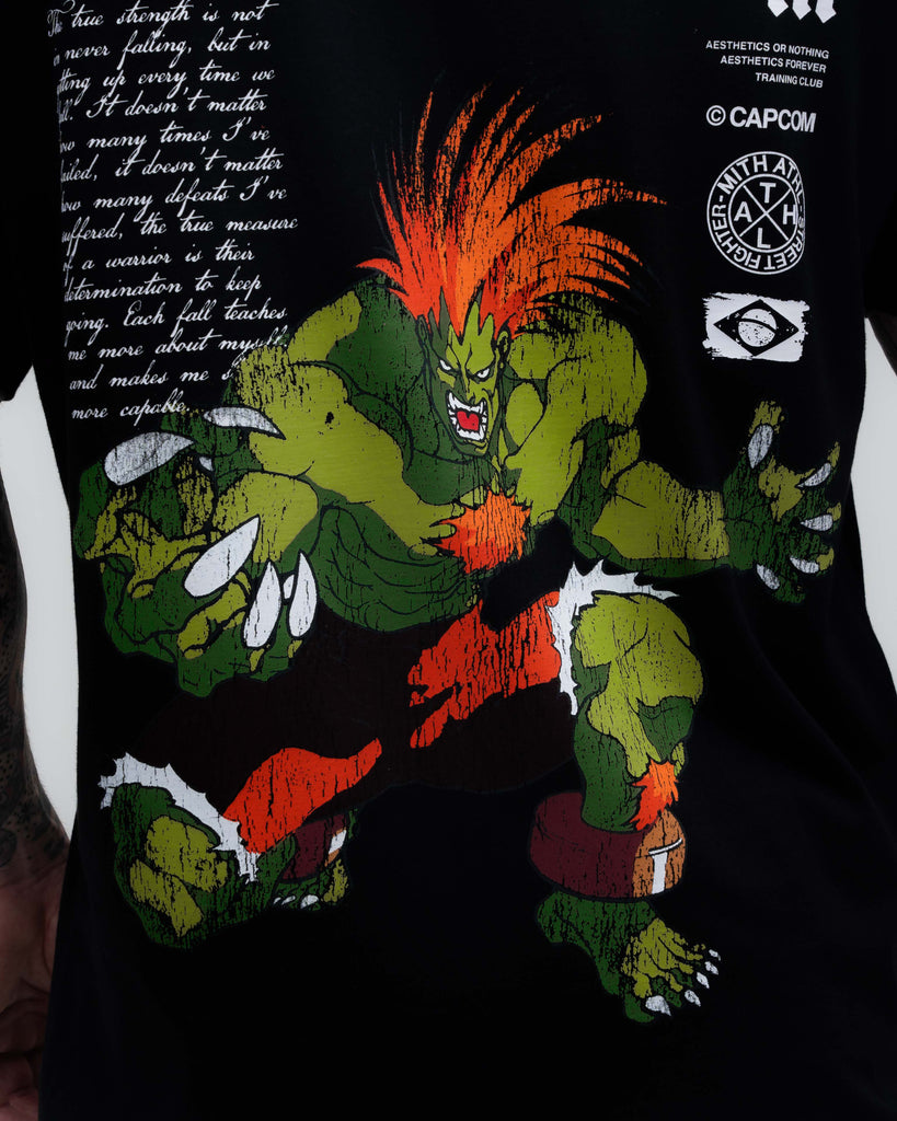 Camiseta Oversized Mith Street Fighter Blanka Brasil Preto