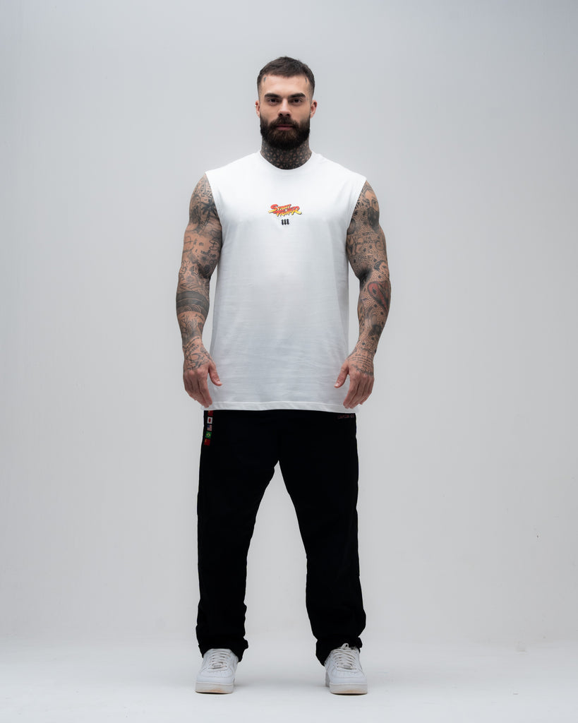 Regata Drop Shoulder Slevelles Mith Street Fighter Logo Line Off White