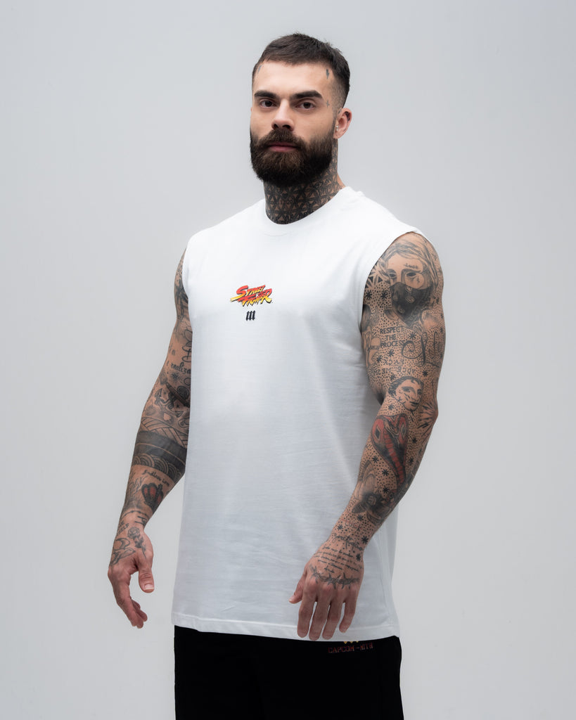 Regata Drop Shoulder Slevelles Mith Street Fighter Logo Line Off White