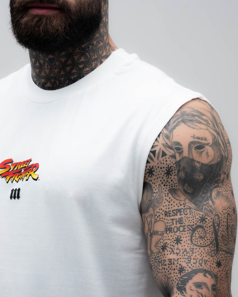 Regata Drop Shoulder Slevelles Mith Street Fighter Logo Line Off White